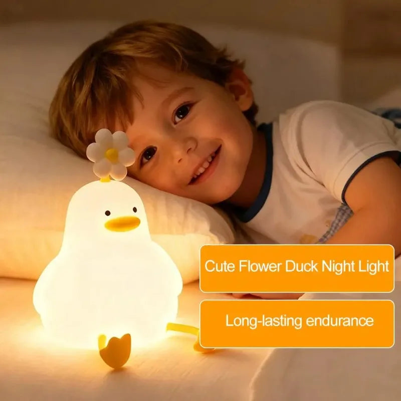 Cute Duck Led Night Light USB Rechargeable Nightlights Silicone Lamp Touch Switch Children Kid Bedroom Decoration Birthday Gift
