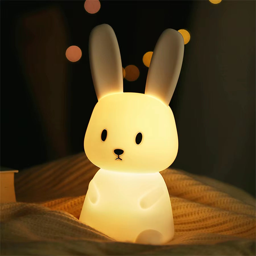 LED Night Light Cute Rabbit Animal Cartoon Silicone Lamp Dimmable USB Rechargeable for Children Kids Bedroom Gift Sleeping Light