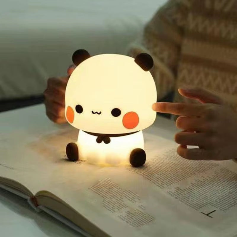 Cute Panda Night Light LED Squishy Novelty Animal Touch Night Lamp 3 Modes Dimmable Baby Kids Bedroom Night Light Pat Lamp