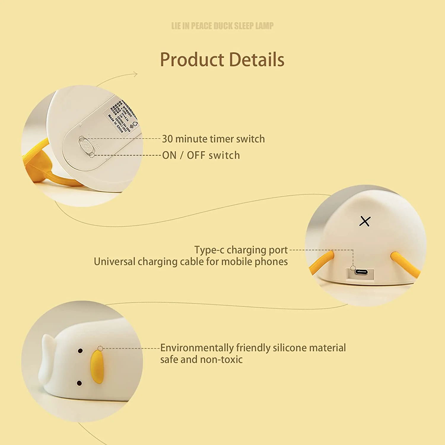 Lying Down Duck LED Night Light