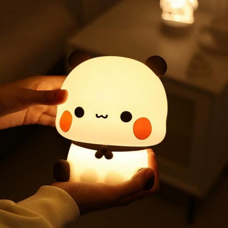 Cute Panda Night Light LED Squishy Novelty Animal Touch Night Lamp 3 Modes Dimmable Baby Kids Bedroom Night Light Pat Lamp
