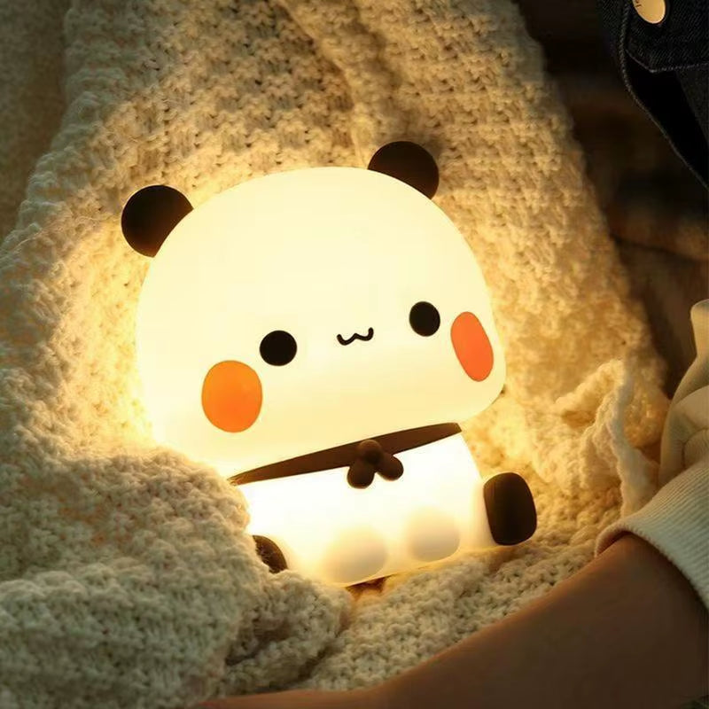 Cute Panda Night Light LED Squishy Novelty Animal Touch Night Lamp 3 Modes Dimmable Baby Kids Bedroom Night Light Pat Lamp