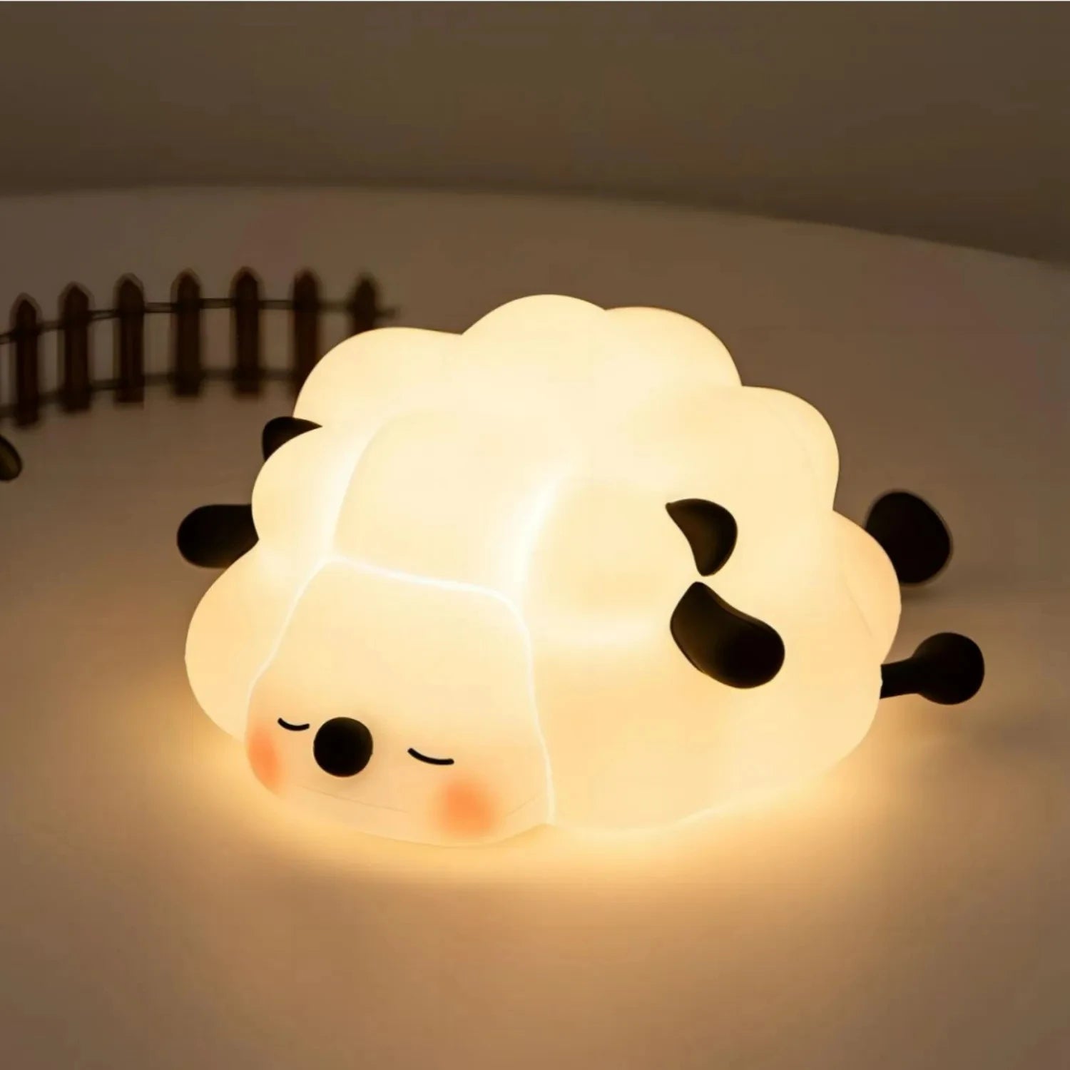 LED Cute Sheep Night Light USB Silicone Night Lamp Rechargeable Touch Sensor Nightlight Panda Rabbit Lamp for Kids Bedroom Decor