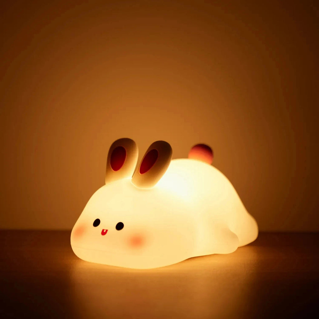 LED Cute Sheep Night Light USB Silicone Night Lamp Rechargeable Touch Sensor Nightlight Panda Rabbit Lamp for Kids Bedroom Decor