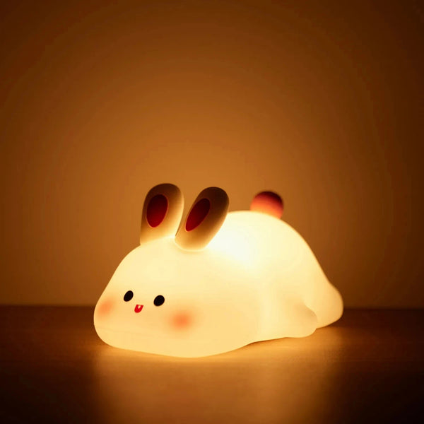 LED Cute Sheep Night Light USB Silicone Night Lamp Rechargeable Touch Sensor Nightlight Panda Rabbit Lamp for Kids Bedroom Decor
